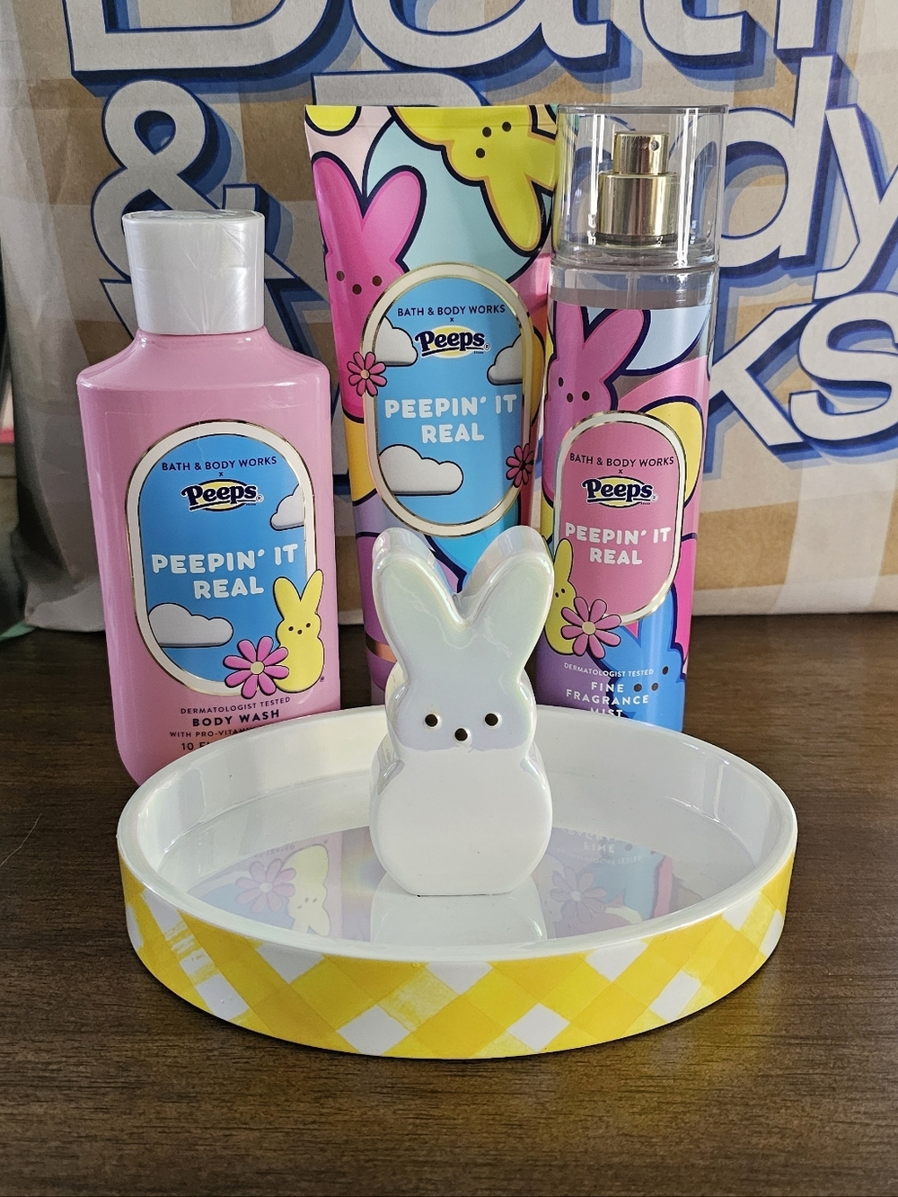 Bath & Body Works Peepin' It Real Accessoey Tray And 3 Piece Bath Set